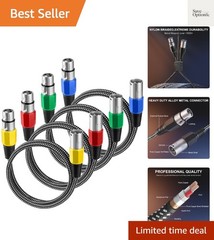 XLR Cable 3 FT/4 Pack, Microphone Cable 3 Pin Nylong Braided Balanced XLR Mal…