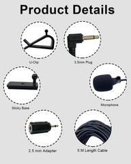 Hands-Free Car Microphone with Noise Reduction – 16.4FT Cable for All Vehicles