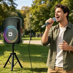 15″ Portable Wireless Bluetooth Party Speaker FM Radio AUX TWS with Mic & Stand