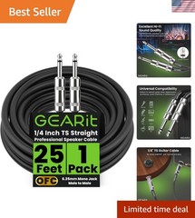 Professional Speaker Cable 25ft 12AWG Pure Copper 1/4 inch to 1/4 inch TS Str…
