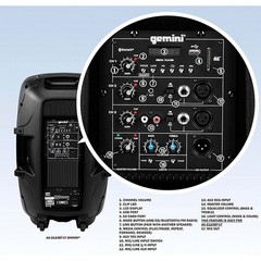 Gemini AS2115BTLT 15 in. 2000 Watt Powered Loudspeaker Bluetooth LED Lights