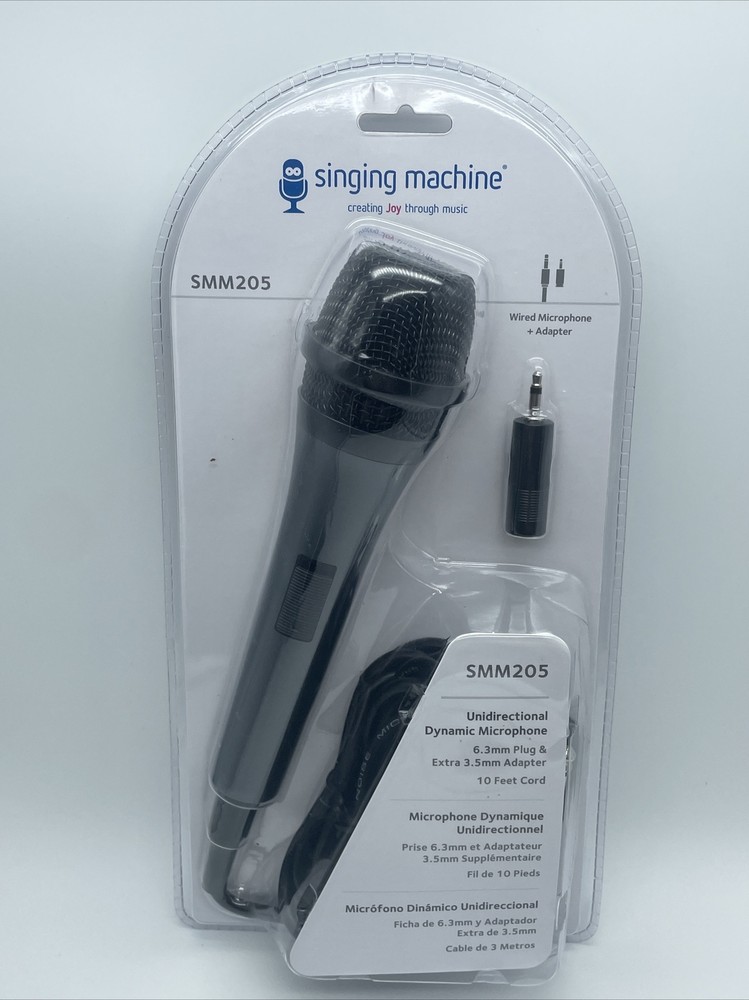 New The Singing Machine SMM205 Unidirectional Dynamic Microphone 6.3 & 3.5mm C1