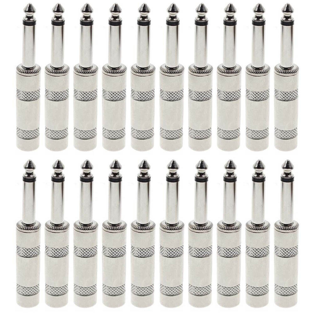 20pcs 1/4 MONO TS Heavy Duty Male Audio Speaker Guitar Cable Connector Plug Jack
