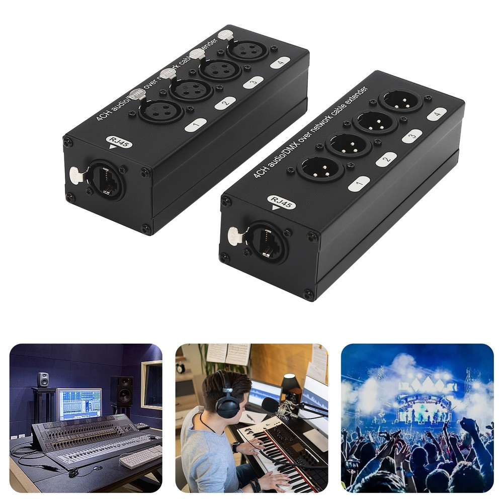 2Pcs 4 Channel Audio Network XLR Male Female to Single Ethercon Cable Extender