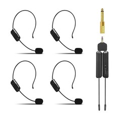 MICVISTA Wireless Microphone System for 4 People,2.4G Wireless Headset Mics a…