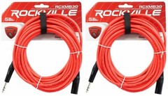 2 Rockville RCXMB30-R Red 30′ Male REAN XLR to 1/4“ TRS Balanced Cables
