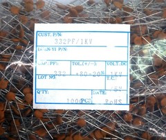 100pc Disc Ceramic Capacitor 332 3300pF 1KV 1000V +80% -20% Z5V RoHS Taiwan
