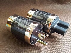 1Set HIFI US mains Rhodium Plated Carbon Fiber AC Power Plug Connector M + F