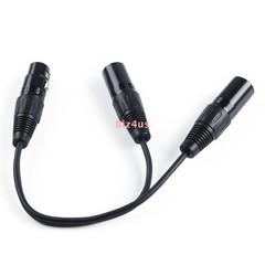 3-Pin XLR Female Jack to Dual 2 Male Plug Y Splitter Mic DJ Cable Adaptor 16AWG