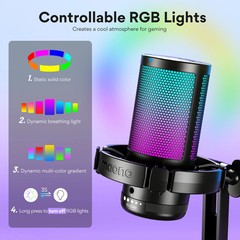maono DGM20 Gaming Microphone USB Microphone Condenser Mic RGB Gaming Mic with