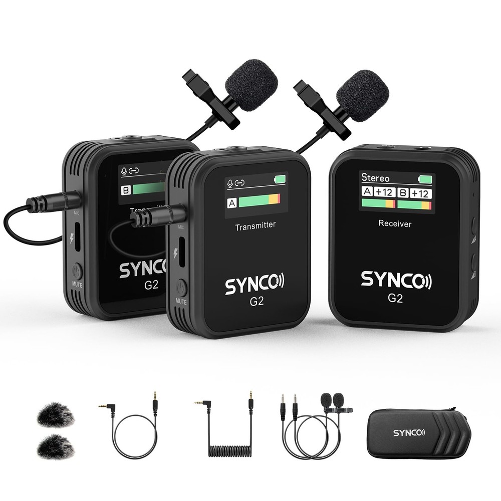 SYNCO Wireless Lavalier Microphone, G2(A2) 2.4G Dual Transmitter 48KHz 24Bit …