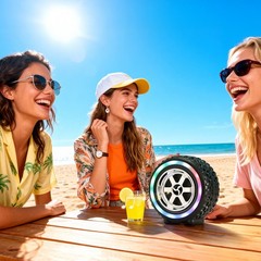 2.5″ Portable Tire Bluetooth Wireless Speaker BT TWS Soud System USB/TF/FM Radio