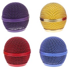 4Pcs Durable Metal Microphone Replacement Grille Head Covers Assorted Colors