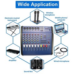 4 Channel Amplifier Audio Mixer, 250w Sound Mixer With Dual Wireless Mic, Sound