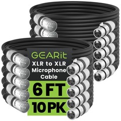 XLR to XLR Microphone Cable (6 Feet, 10-Pack) XLR Male to Female Mic Cable 3-Pin