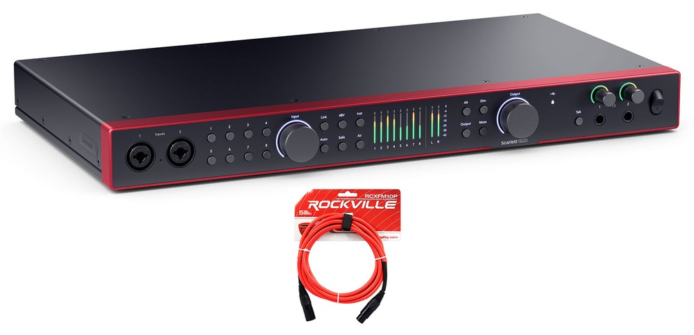 Focusrite SCARLETT 18I20 4G 4th Gen 24-bit 192 kHz Recording Interface+XLR Cable