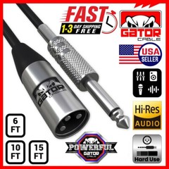 XLR 3-Pin Male to 1/4″ Plug TS Microphone Mono Cable Unbalanced Shielded Audio