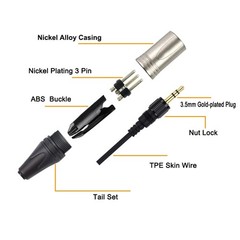 Locking 3.5mm Universal XLR Microphone Cable, Compatible With Sennheiser Sara…