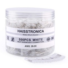 Haisstronica 500PCS White Heat Shrink Butt Connectors – 26-24 Gauge,