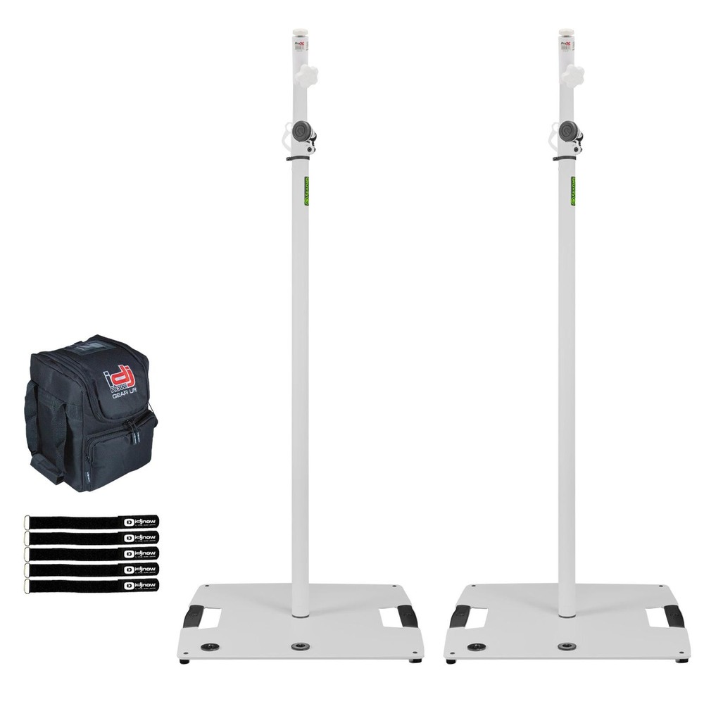 Gravity GLS431W White Stand with Square Base 2-Pack & X-LS64WH Mounts