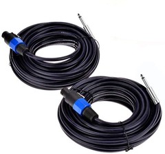 2 Pack 10 ft Speakon to 1/4″ Male Speaker Cables, 12 Gauge, DJ PA Twist Lock