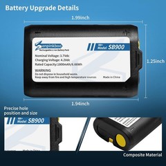 SB900B Rechargeable Lithium-Ion Battery for Shure P3RA P9RA+ P10R+ Receivers ULX