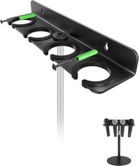 [2025 Upgrade ] Multi Microphone Holder for Mic Stand UP to 4, Black
