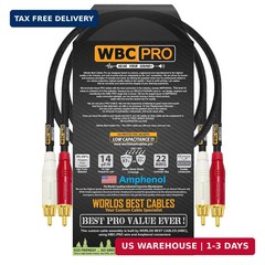 1.5 Foot RCA Cable Pair – WBC-PRO-LOCAP Low-Capacitance (14pF/ft) 22 AWG Ultra-S