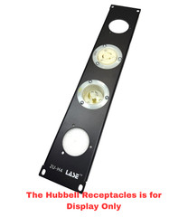 2U Space 12ga Heavy Rack Panel w/ 4 HUBBELL Flanged Twist Receptacle or Inlet