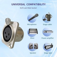 10Pcs XLR 3Pin Female Panel Mount Chassis Fine Nickel Plated Housing