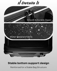 Large Rolling DJ Cable Bag with Wheels, Reinforced Padded Gig Bag with 8 Detacha