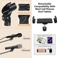 Mic Stand,6 in 1 Microphone Stand Floor Boom Mic Stand, Support Boom Gooseneck M