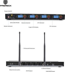 proreck MX44 4-Channel UHF Wireless Microphone System with 4 Hand-held Mics