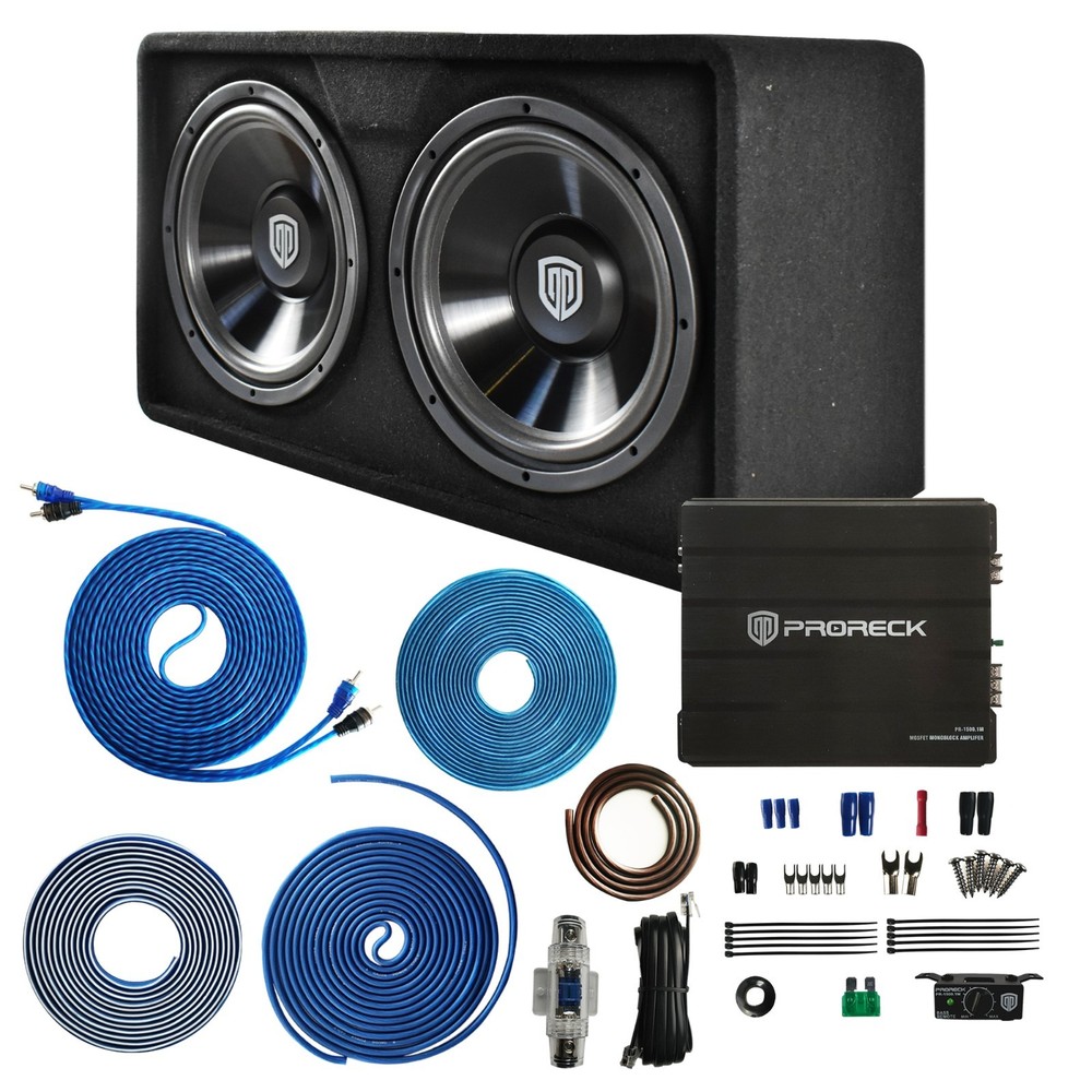 PRORECK PR-122M 12″ Dual Subwoofer Enclosure 1500W Amp Kit Summer Ready Bass