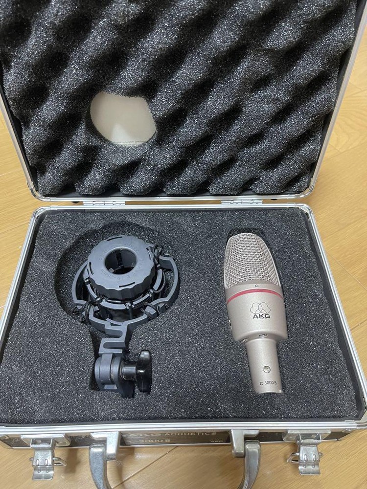 AKG C 3000 B Condenser Cable Professional Microphone & Case work tested