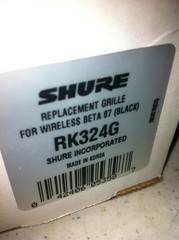Shure Wireless Beta 87 Black Replacement Grille RK324G RK324 RK 324 Beta87