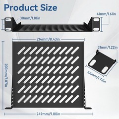 10 inch 1U Server Rack Shelf, Ventilated Rack-Mounted Cantilever Tray for 10″…