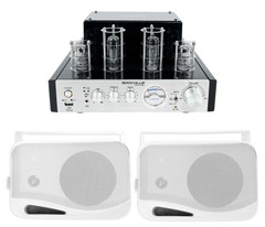 Rockville BluTube Tube Amplifier/Home Theater Bluetooth Receiver+(2) 4″ Speakers