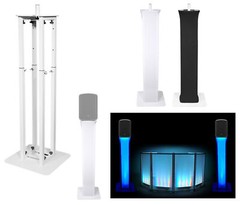 (1) Rockville White Adjustable Totem Stand For Behringer MPA200BT 8″ Speaker