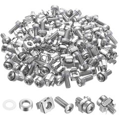 Silver Carbon Steel M6 x 20mm Rack Mount Screws Nylon Washers Cage Nuts 20 Set