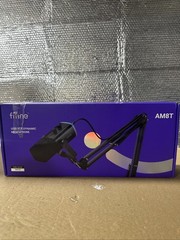 FIFINE AM8T USB/XLR Dynamic Cardioid Mic, RGB, Tap Mute, Boom Arm, (WHITE)