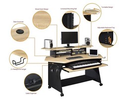 Musiea IM100 Series Music Studio Desk Workstation with 2 x 4U rack (Natural Oak)