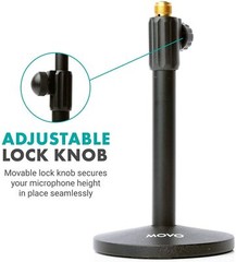 Movo TMC-3 Tabletop Microphone Stand with Weighted Base for 3/8″ & 5/8″ Threads