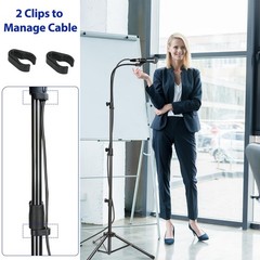 Adjustable Mic Stand Tripod Boom Gooseneck 24-67in with 2 Mic Clips Stage Use
