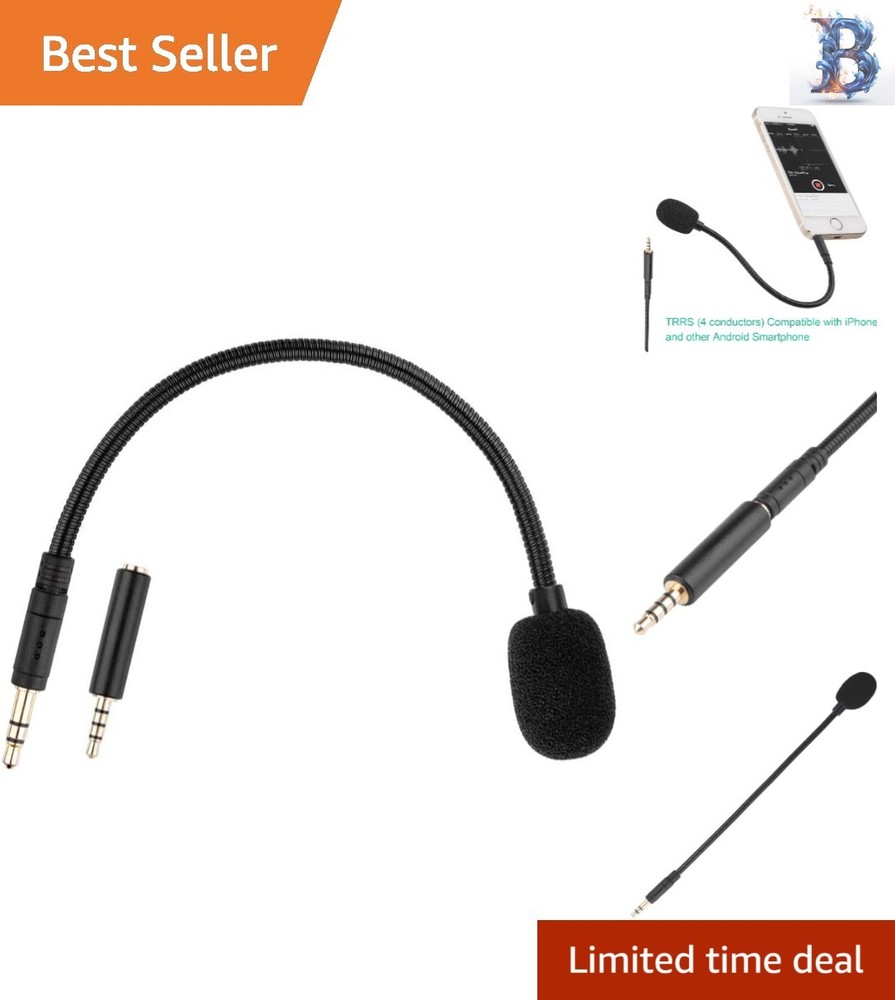 3.5mm Plug-in Microphone with TRRS Adapter for Clear Sound Quality