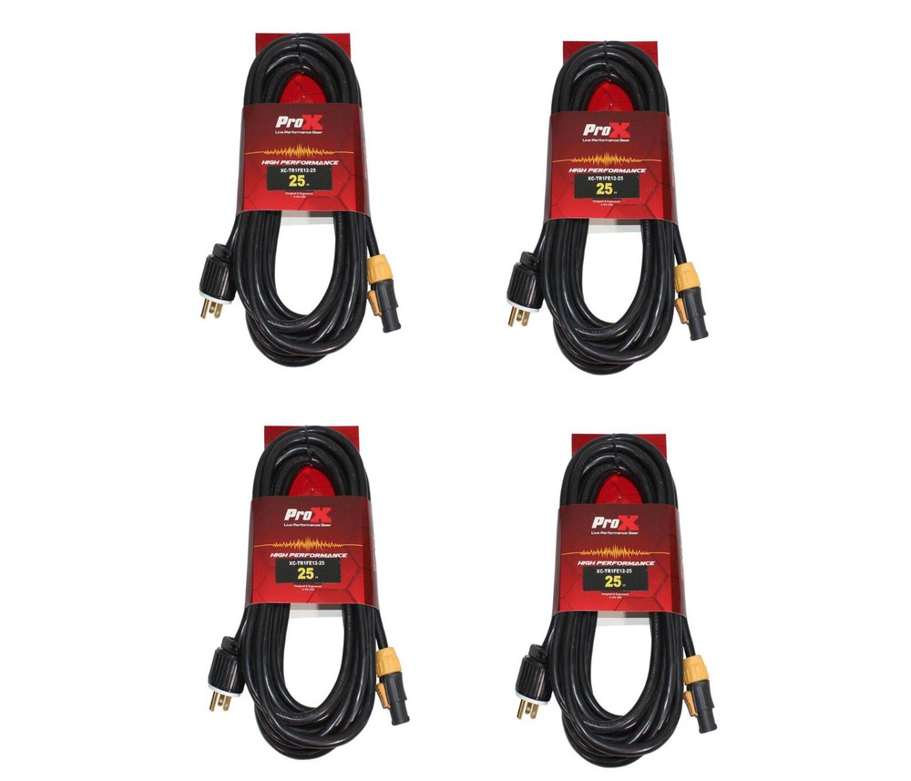 4 Power Cabes True1 Female to AC Male Edison 25 ft – 12 AWG