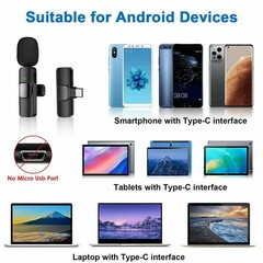 Plug Play Wireless Lavalier Mic Portable Clip Microphone for Phone Video Record