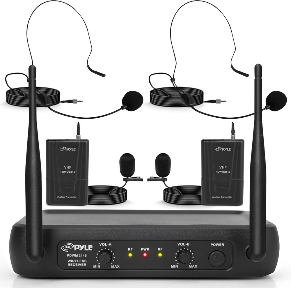 Dual Channel Wireless Microphone System – VHF Fixed Dual Frequency Wireless Mic