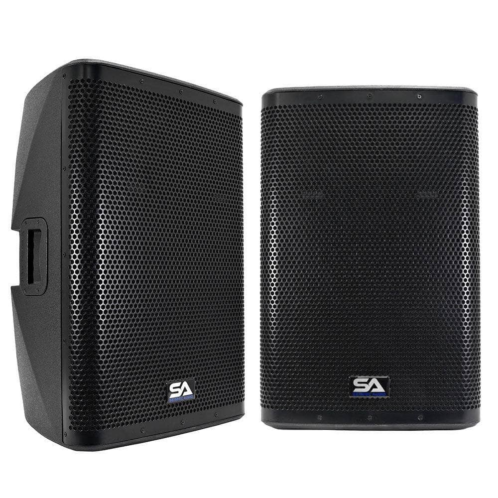 Fury 15 Pair Powered 15″ 1000W PA DJ Speakers Bluetooth Mixer Class D Amplifier
