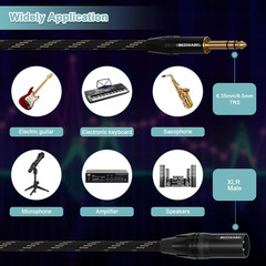 6Ft 2Pack XLR to 1/4 Inch TRS to XLR Nylon Braided Male to Male Microphone Cable